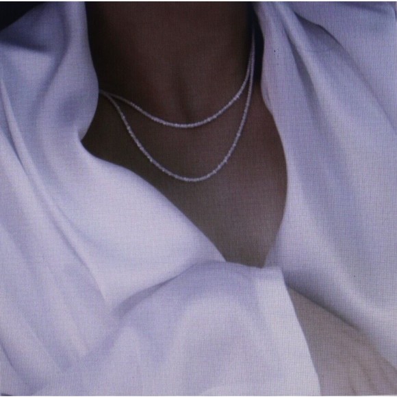 Beautiful 925 Sterling Silver Gypsophila Twisted Sparkly Necklace 18" NIP - Picture 4 of 4